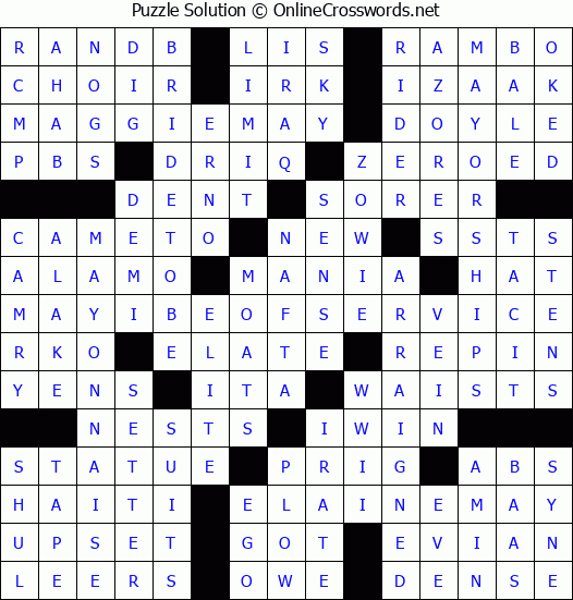 Solution for Crossword Puzzle #4024