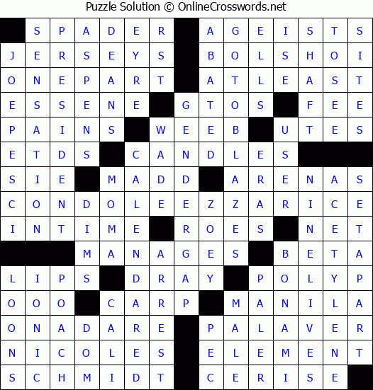 Solution for Crossword Puzzle #4031