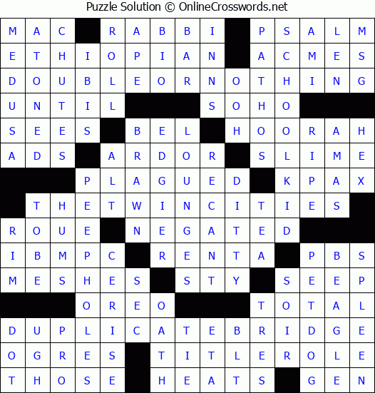 Solution for Crossword Puzzle #4033