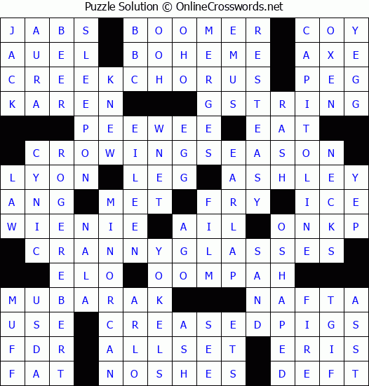 Solution for Crossword Puzzle #4034