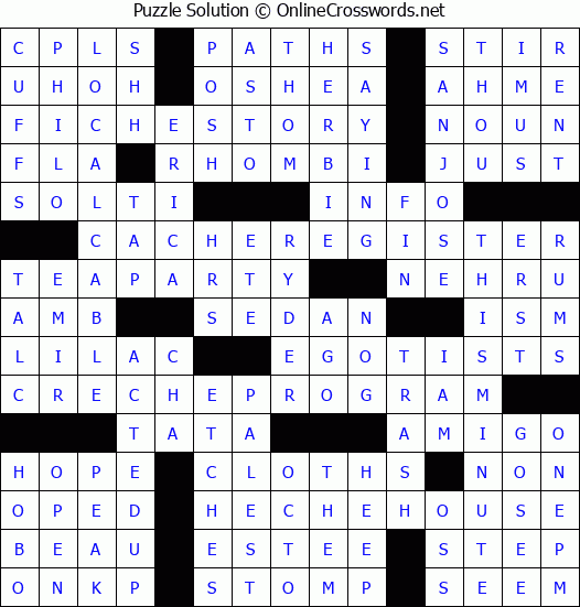 Solution for Crossword Puzzle #4038