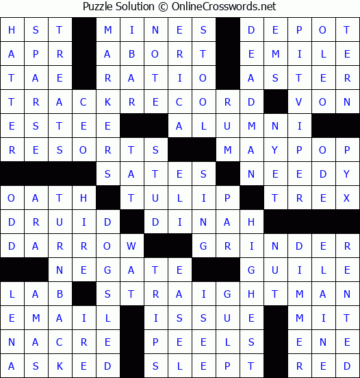 Solution for Crossword Puzzle #4040