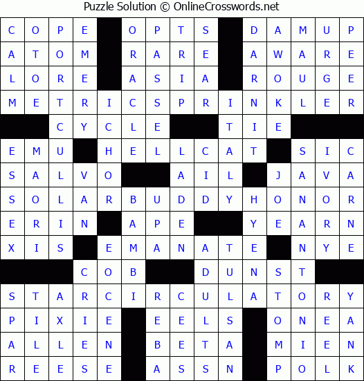 Solution for Crossword Puzzle #4051