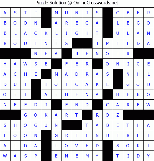 Solution for Crossword Puzzle #4052