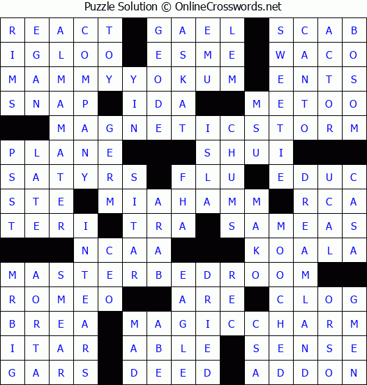 Solution for Crossword Puzzle #4054