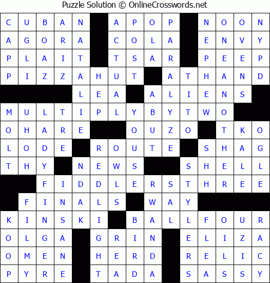 Solution for Crossword Puzzle #4059