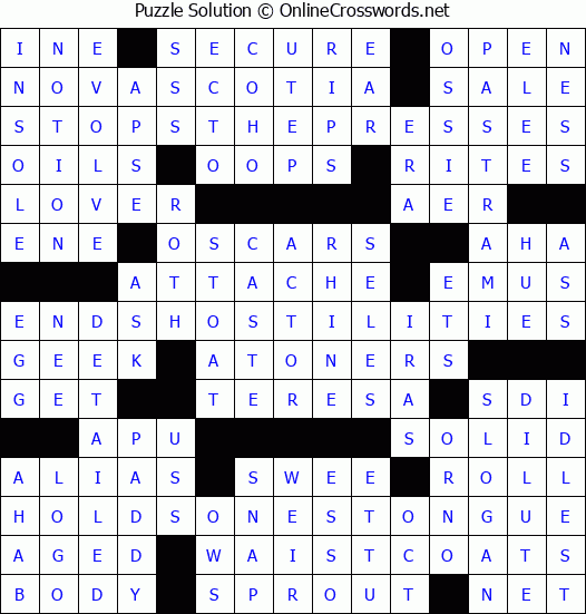 Solution for Crossword Puzzle #4065