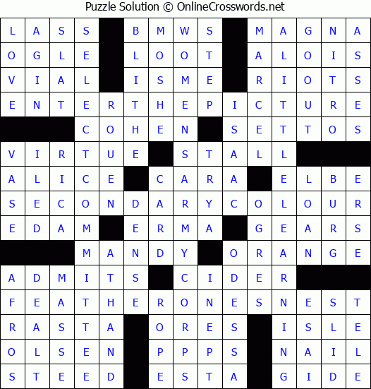Solution for Crossword Puzzle #4067