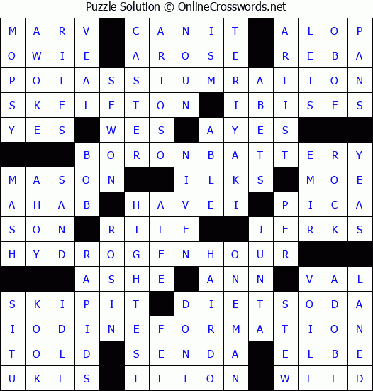 Solution for Crossword Puzzle #4070