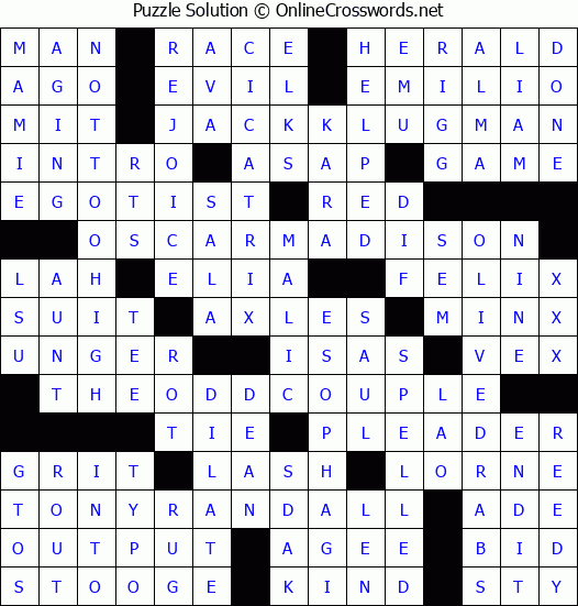 Solution for Crossword Puzzle #4071