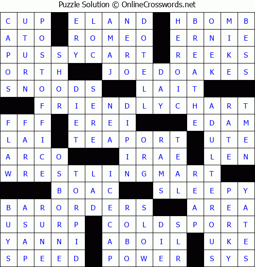Solution for Crossword Puzzle #4076