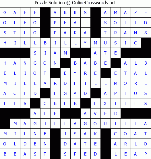 Solution for Crossword Puzzle #4078