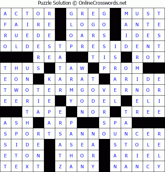 Solution for Crossword Puzzle #4082