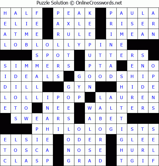Solution for Crossword Puzzle #4112
