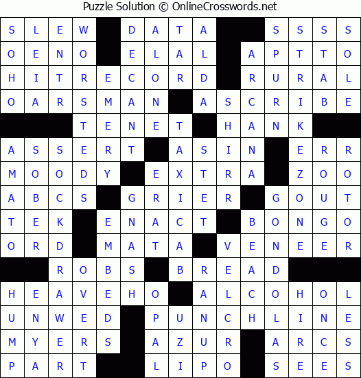 Solution for Crossword Puzzle #4114