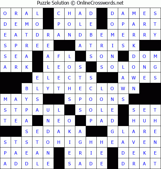 Solution for Crossword Puzzle #4115