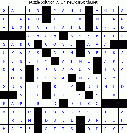 Solution for Crossword Puzzle #4116