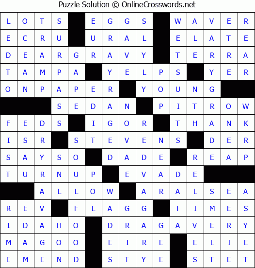 Solution for Crossword Puzzle #4121