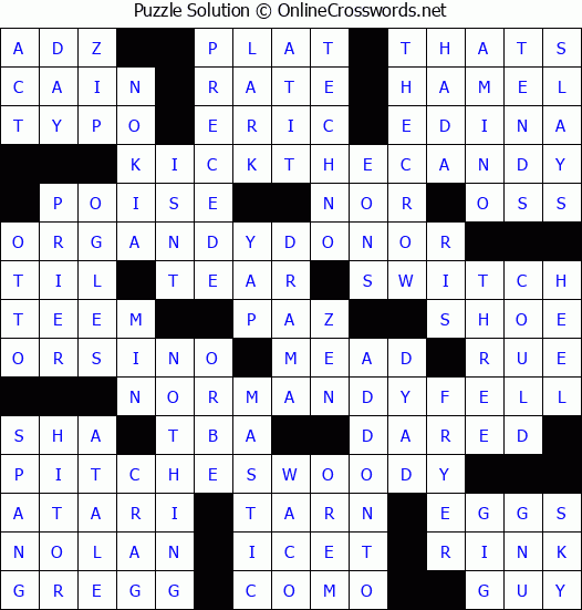 Solution for Crossword Puzzle #4123