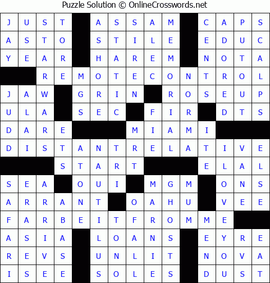 Solution for Crossword Puzzle #4124