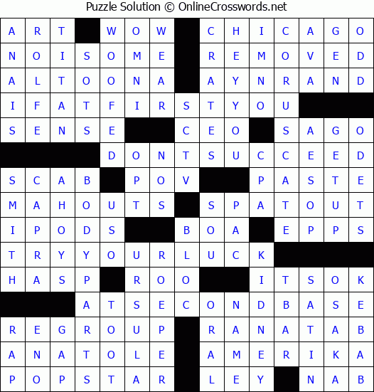 Solution for Crossword Puzzle #4127