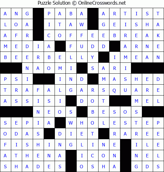 Solution for Crossword Puzzle #4128