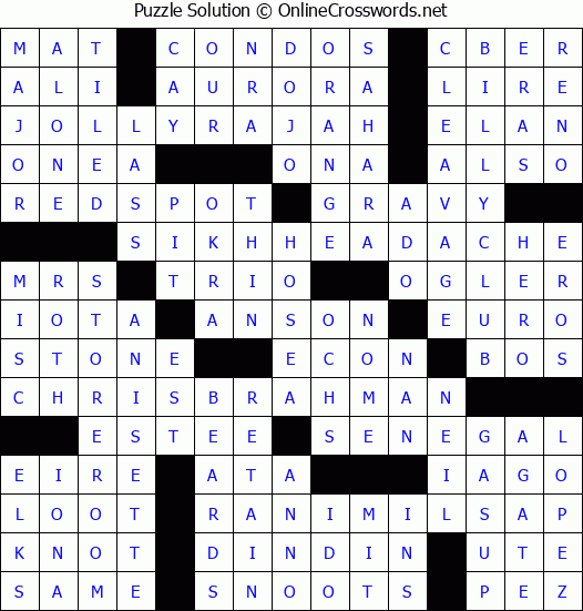 Solution for Crossword Puzzle #4129