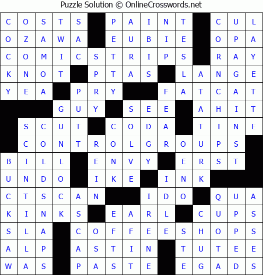 Solution for Crossword Puzzle #4136