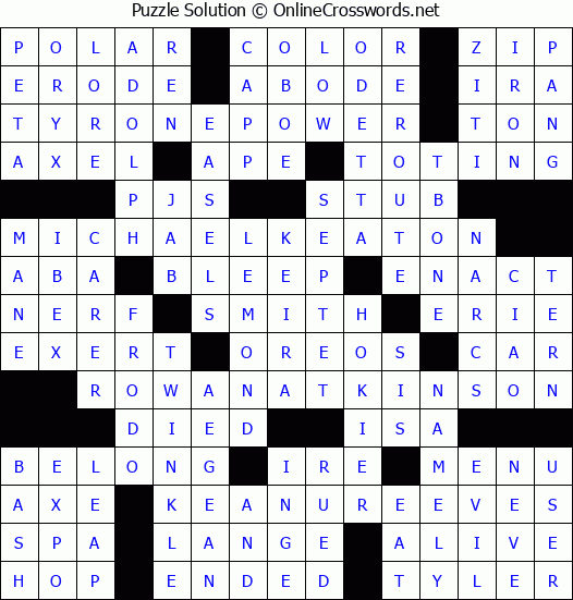 Solution for Crossword Puzzle #4137