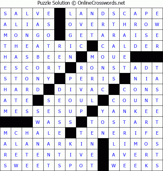 Solution for Crossword Puzzle #4140