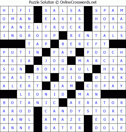 Solution for Crossword Puzzle #4142