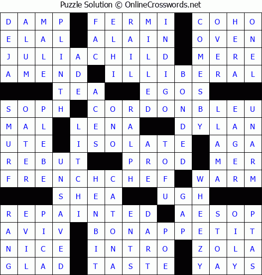 Solution for Crossword Puzzle #4144