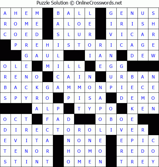 Solution for Crossword Puzzle #4149