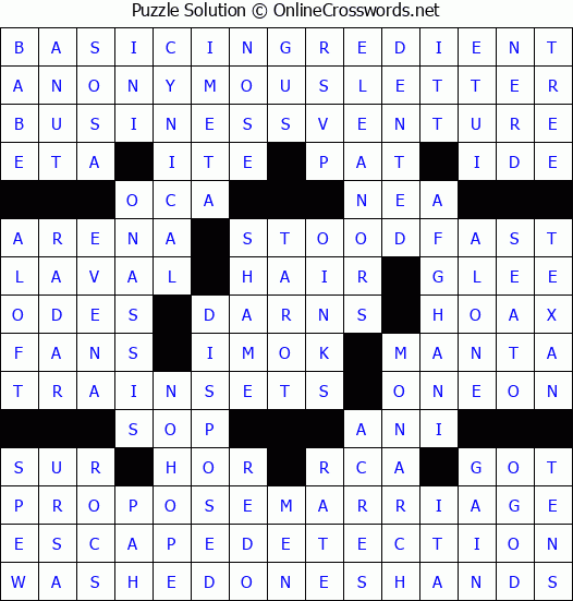 Solution for Crossword Puzzle #4152