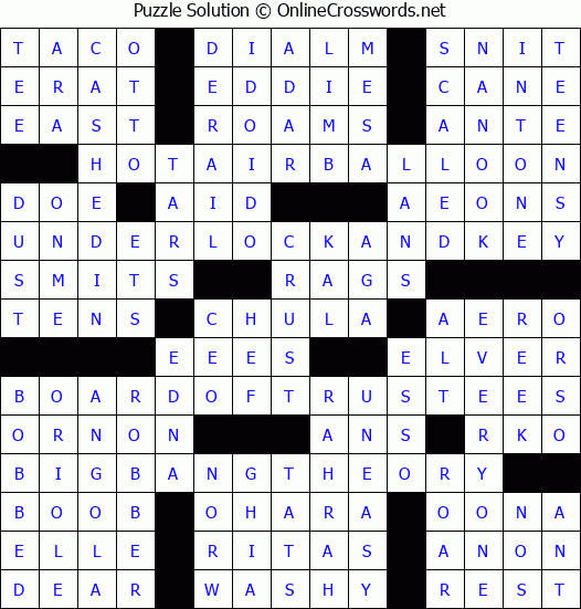 Solution for Crossword Puzzle #4157
