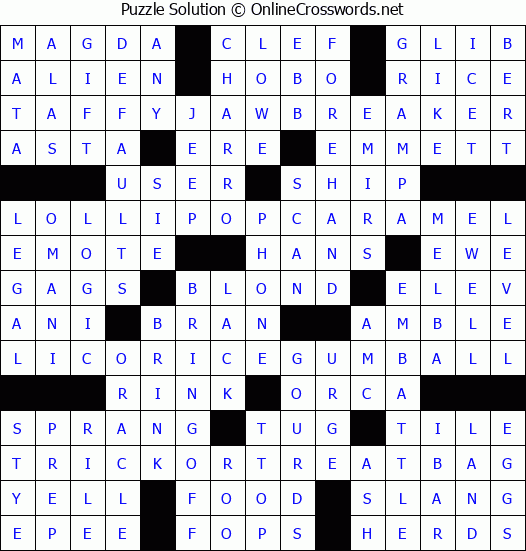 Solution for Crossword Puzzle #4160