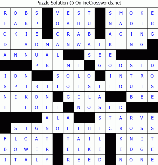 Solution for Crossword Puzzle #4161