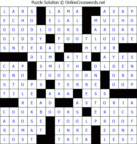 Solution for Crossword Puzzle #4162