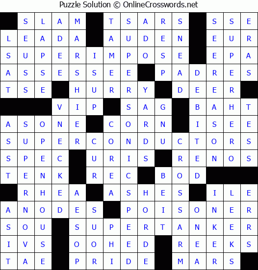 Solution for Crossword Puzzle #4165