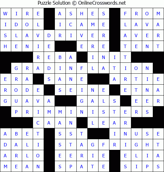 Solution for Crossword Puzzle #4168