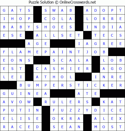 Solution for Crossword Puzzle #4172