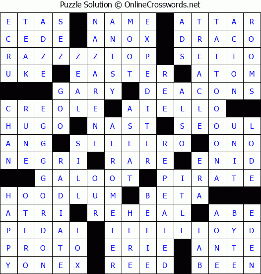 Solution for Crossword Puzzle #4174