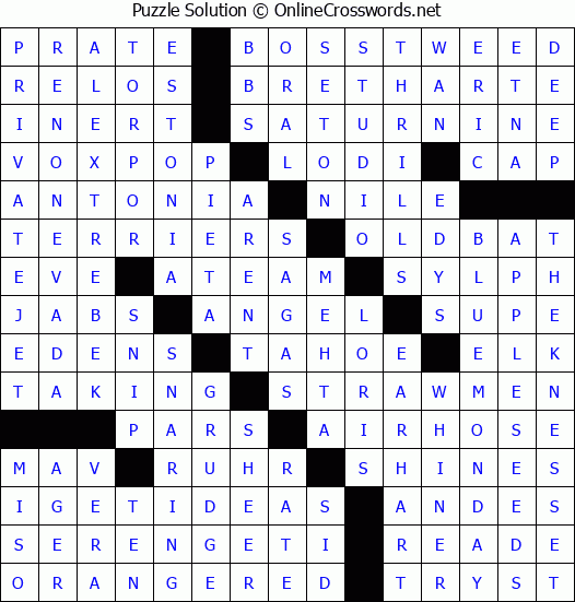 Solution for Crossword Puzzle #4176