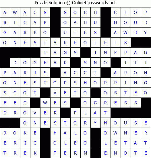 Solution for Crossword Puzzle #4177