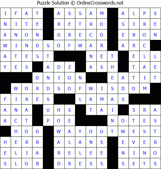 Solution for Crossword Puzzle #4178