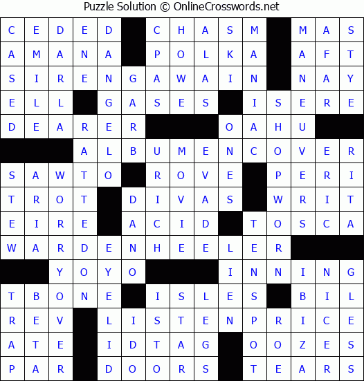 Solution for Crossword Puzzle #4179