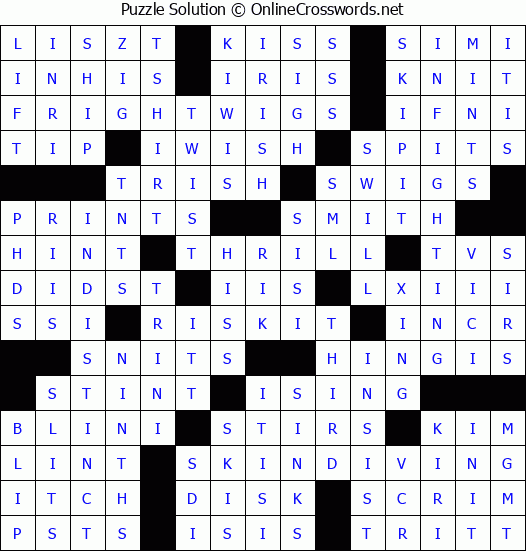 Solution for Crossword Puzzle #4183