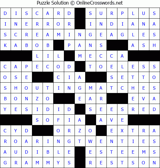 Solution for Crossword Puzzle #4187