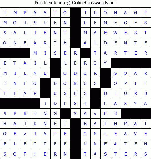 Solution for Crossword Puzzle #4188