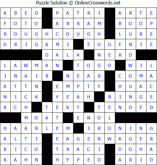 Solution for Crossword Puzzle #4189